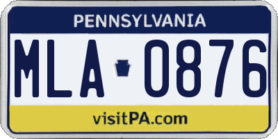 PA license plate MLA0876