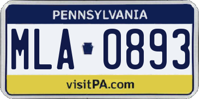 PA license plate MLA0893