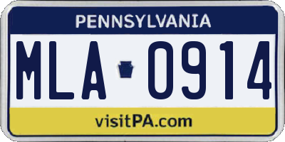 PA license plate MLA0914
