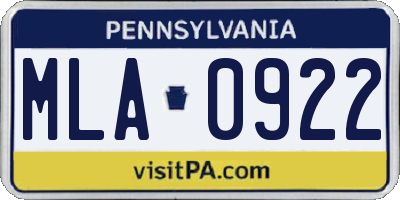 PA license plate MLA0922