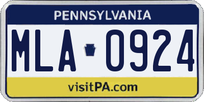 PA license plate MLA0924