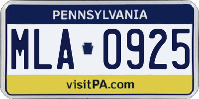 PA license plate MLA0925
