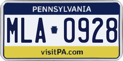 PA license plate MLA0928