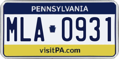 PA license plate MLA0931