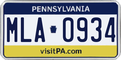 PA license plate MLA0934