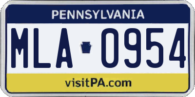 PA license plate MLA0954
