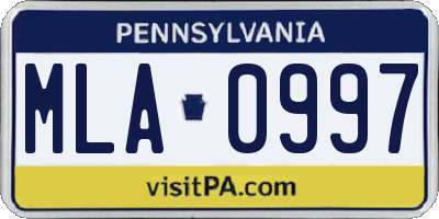 PA license plate MLA0997