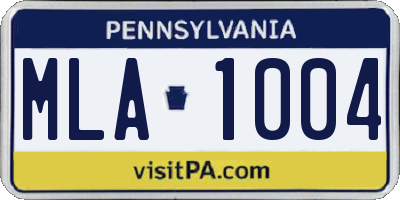 PA license plate MLA1004