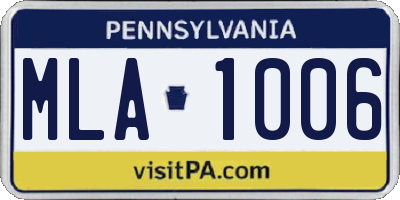 PA license plate MLA1006