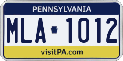 PA license plate MLA1012