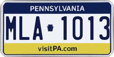 PA license plate MLA1013