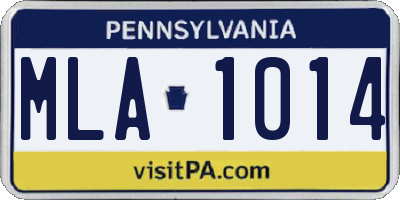 PA license plate MLA1014