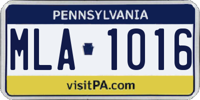 PA license plate MLA1016