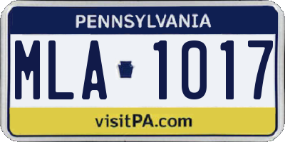 PA license plate MLA1017
