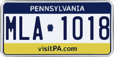 PA license plate MLA1018