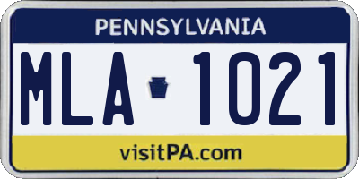 PA license plate MLA1021
