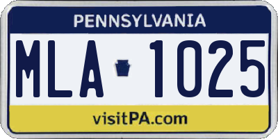 PA license plate MLA1025