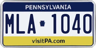 PA license plate MLA1040