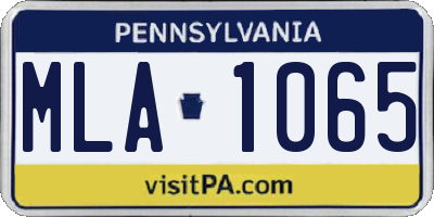 PA license plate MLA1065