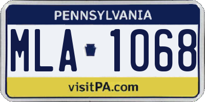 PA license plate MLA1068