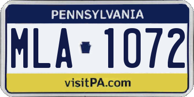 PA license plate MLA1072