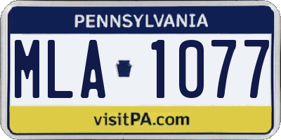PA license plate MLA1077