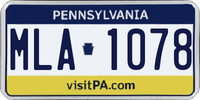PA license plate MLA1078