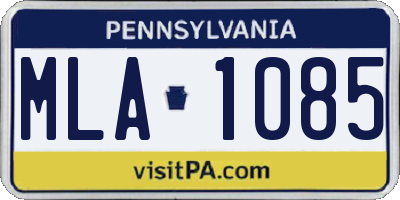 PA license plate MLA1085