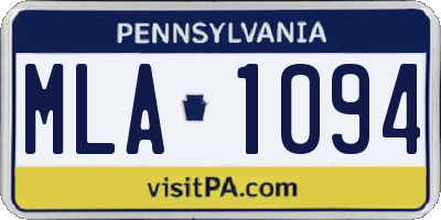 PA license plate MLA1094