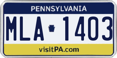 PA license plate MLA1403