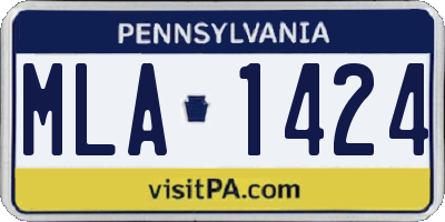 PA license plate MLA1424