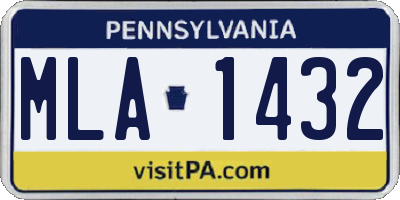 PA license plate MLA1432