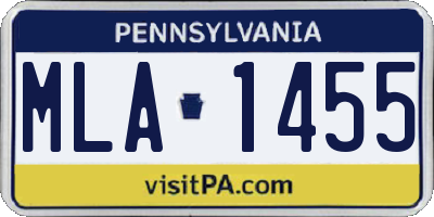 PA license plate MLA1455