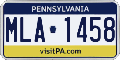 PA license plate MLA1458