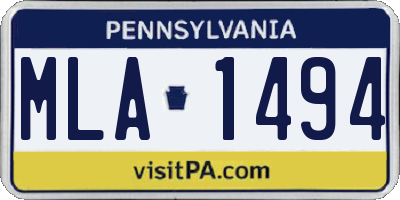 PA license plate MLA1494
