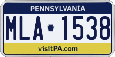PA license plate MLA1538