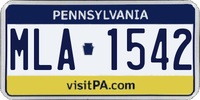 PA license plate MLA1542