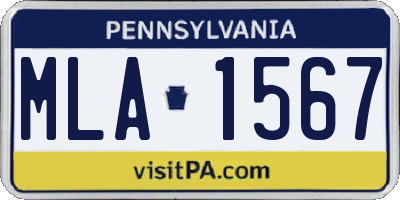 PA license plate MLA1567