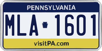 PA license plate MLA1601