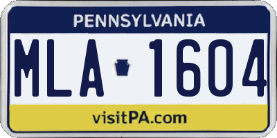 PA license plate MLA1604