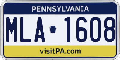PA license plate MLA1608