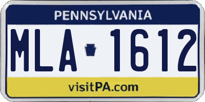PA license plate MLA1612