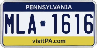 PA license plate MLA1616