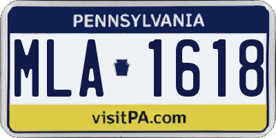 PA license plate MLA1618