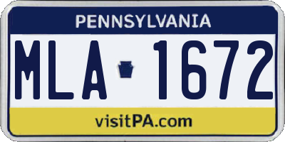 PA license plate MLA1672
