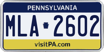 PA license plate MLA2602
