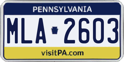 PA license plate MLA2603