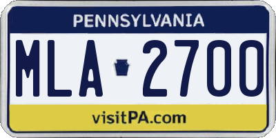 PA license plate MLA2700