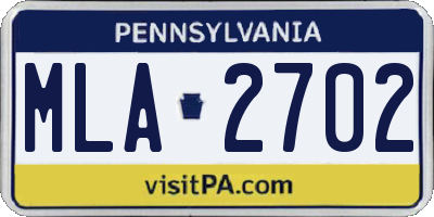 PA license plate MLA2702