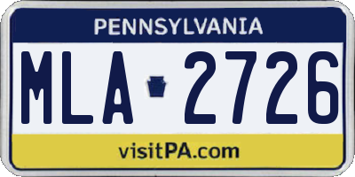 PA license plate MLA2726